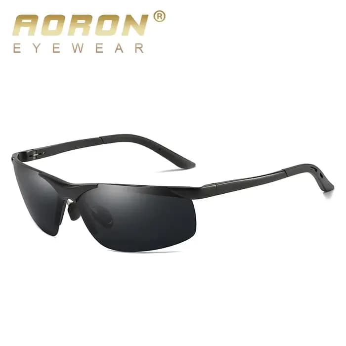 Lunettes de soleil polarisées AORON pour hommes et femmes, monture en alliage d'aluminium, marque or