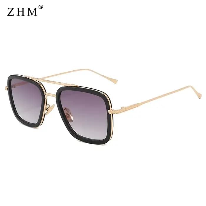 Lunettes de soleil carrées de Style Tony Stark pour hommes, verres de styliste de marque, Vintage, R