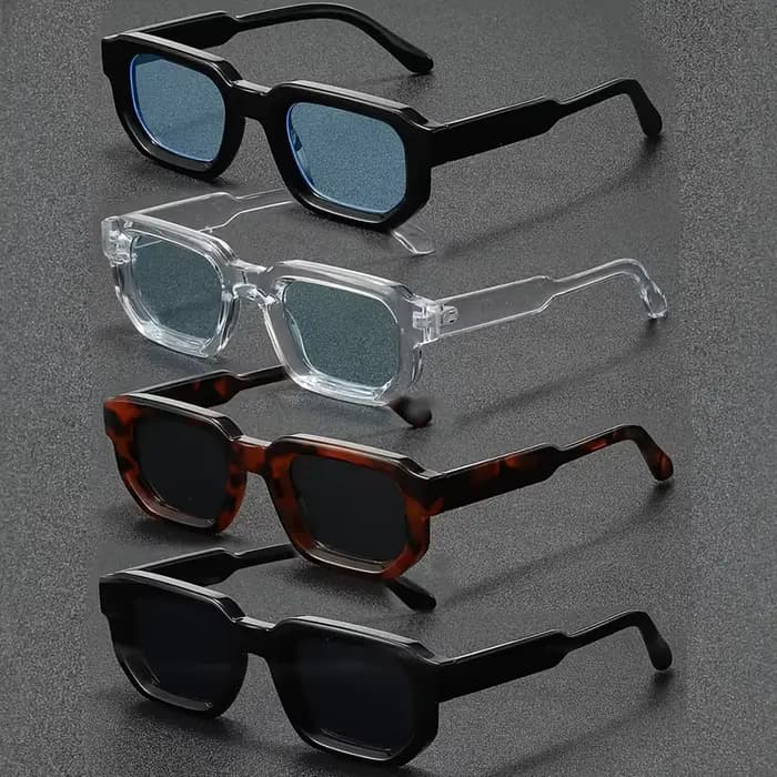 4pcsNew hommes Vintage Rectangle cadre lunettes de soleil mode rétro lunettes de soleil marque de lu
