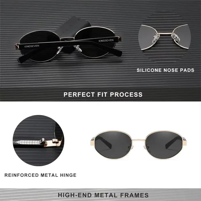 KINGSEVEN – lunettes de soleil ovales pour femmes, petites lunettes de soleil tendance UV400, en mét