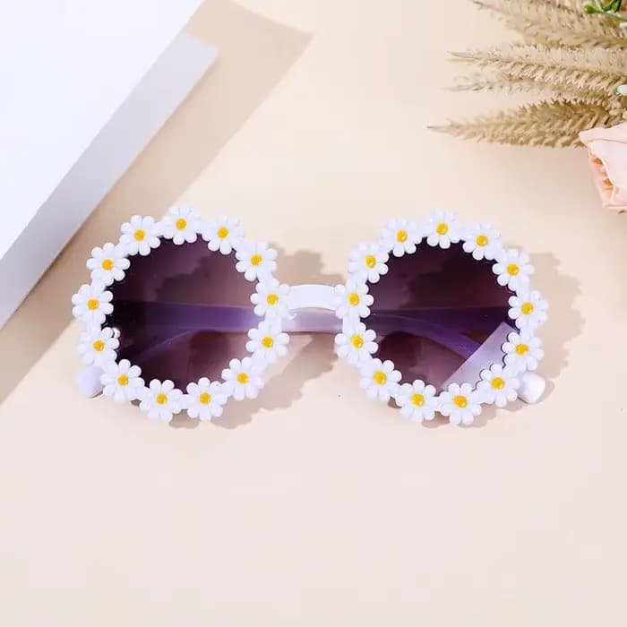 Lunettes de soleil marguerite mignonnes pour enfants, rondes, petites fleurs, Protection solaire d'e