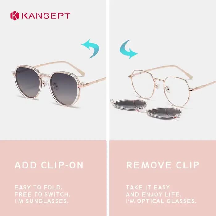 KANSEPT métal oeil de chat lunettes de soleil femmes 2022 pince magnétique couverture Vintage optiqu