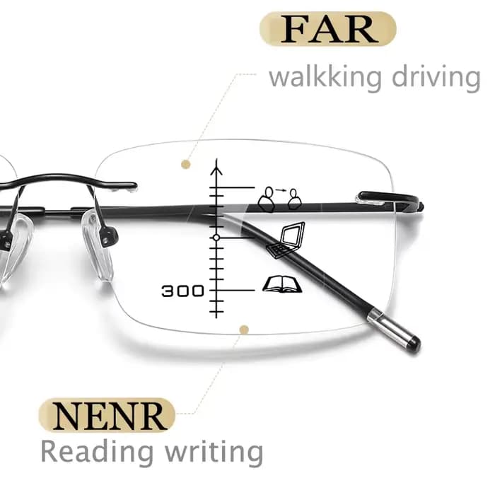 Lunettes de lecture multifocales progressives en titane, sans bords, zoom intelligent pour hommes et