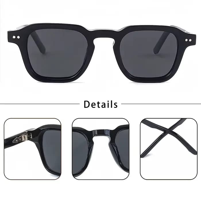 Lunettes de soleil polarisées rétro CATERSIDE pour hommes, monture carrée large en acétate, lunettes