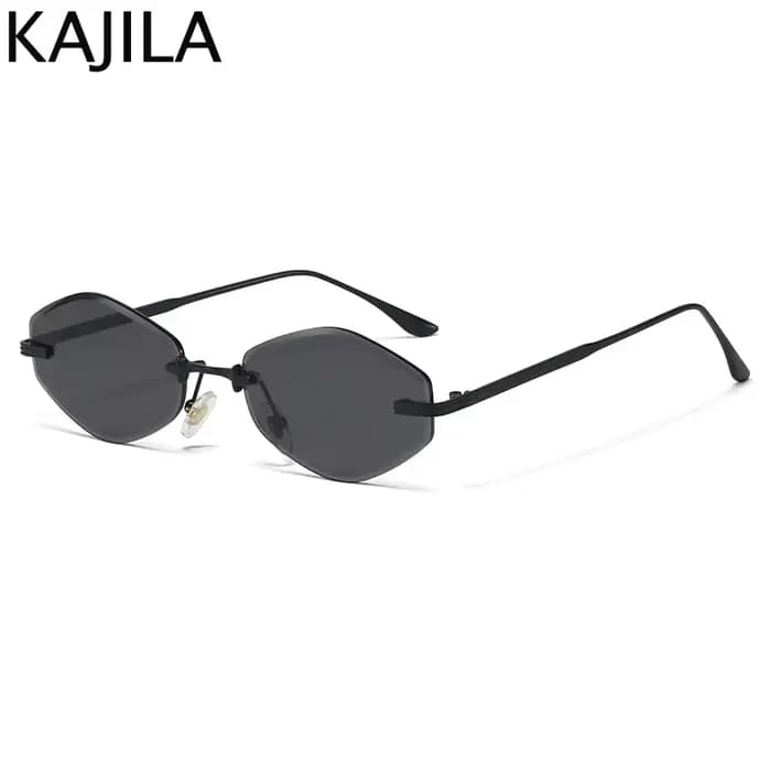 Petites lunettes de soleil hexagonales sans monture pour femmes 2025 – Marque de luxe, style rétro,