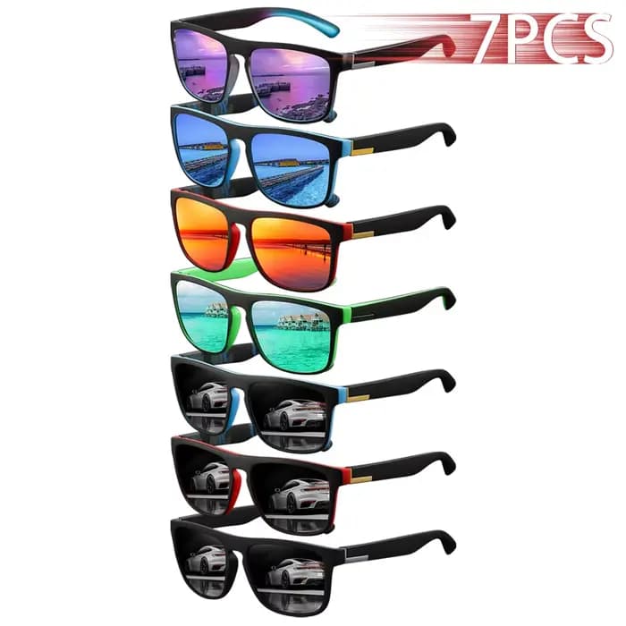 7 Paires de Lunettes de Soleil Tendance Vintage Colorées Décoratives pour Hommes et Femmes, Idéales