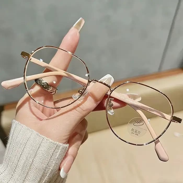 Lunettes de lecture presbyopes pour ordinateur en or rose, monture métallique irrégulière, verres tr
