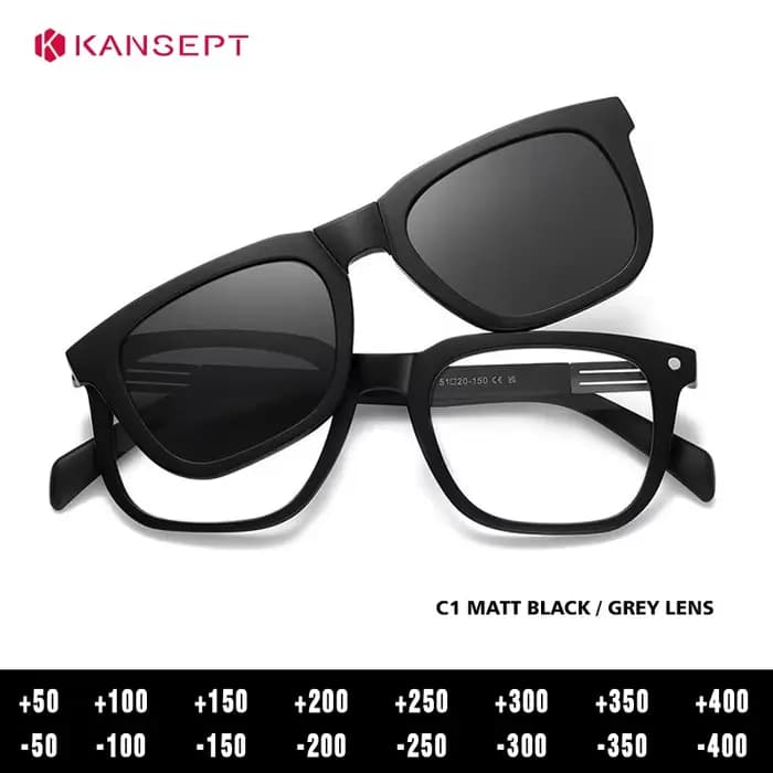 KANSEPT Lunettes myopie Lunettes hommes optique carré magnétique Clip-on oculaires pour lecture verr