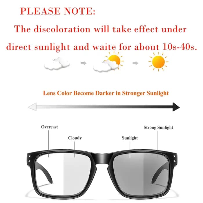 Lunettes de soleil photochromiques pour hommes et femmes, lunettes carrées classiques pour course en