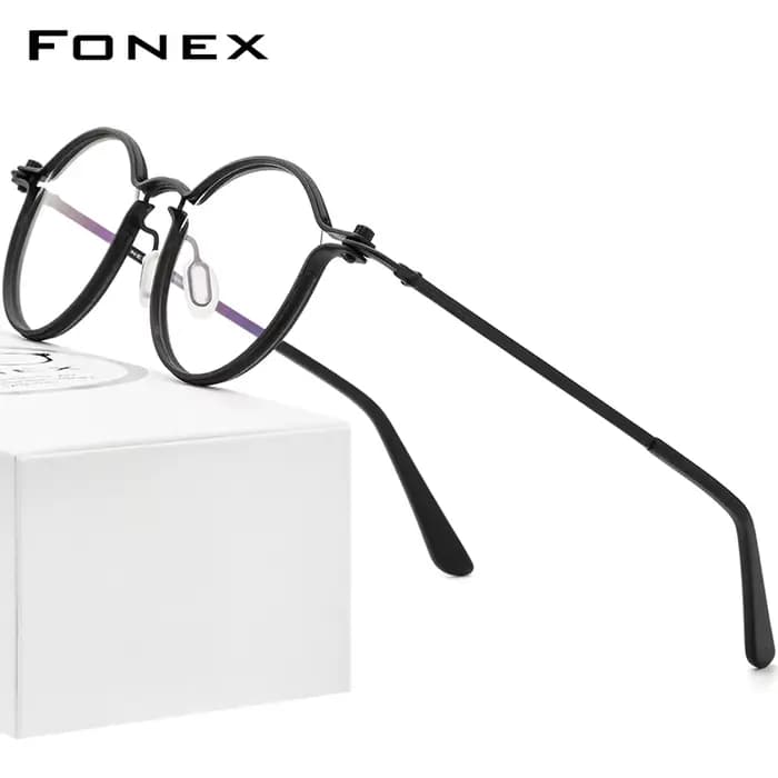 FONEX alliage lunettes cadre hommes marque Design rétro Vintage rond lunettes femmes japonais haute
