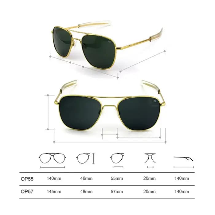 AO-Lunettes de soleil de marque de luxe pour hommes, lunettes de soleil pilote d'aviation militaire