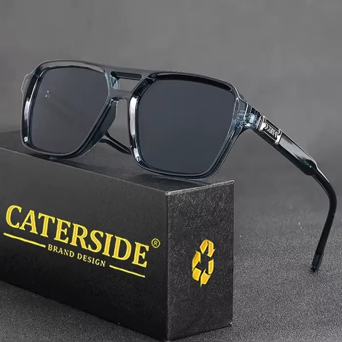 Lunettes de soleil rétro punk CATERSIDE pour hommes, monture carrée, dessus plat, double pont, lunet