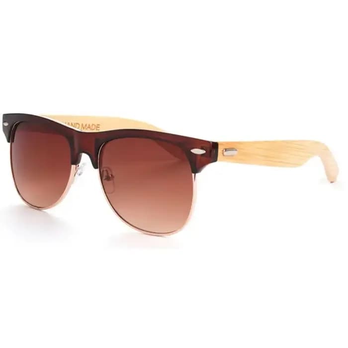 VEGA-Lunettes de soleil en bambou faites à la main pour hommes et femmes, design demi-monture nar, l
