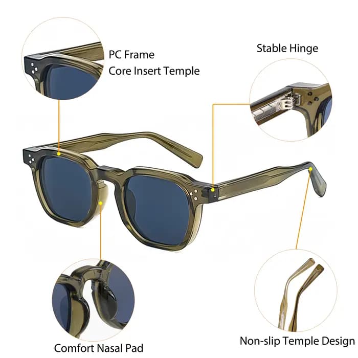 CATERSIDE Nouvelles Lunettes de Soleil Rétro Punk pour Hommes, Design Carré Personnalisé, Lunettes d