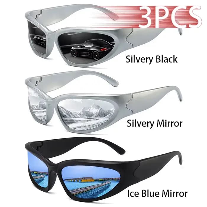 3 paires de lunettes de soleil vintage Y2K classiques punk pour femmes et hommes, lunettes de soleil