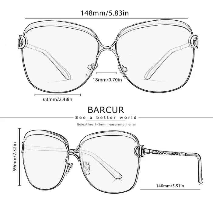 BARCUR polarisé dames lunettes de soleil femmes dégradé lentille ronde lunettes de soleil carré de l