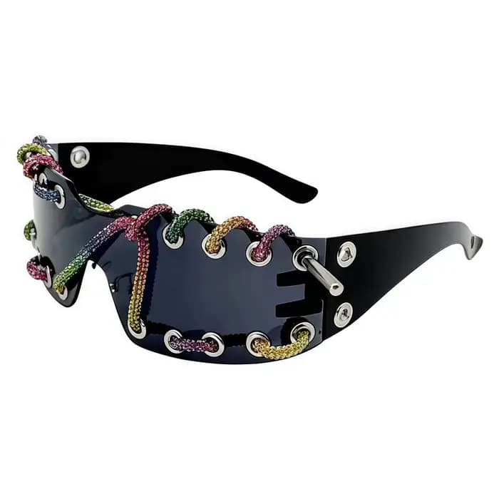 Lunettes de soleil Punk avec chaîne en strass, rétro, Cool, tendance, légères, protection UV, Street
