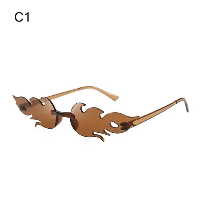 Lunettes de soleil flamme de feu lunettes de soleil flamme en forme de flamme pour femmes Streetwear