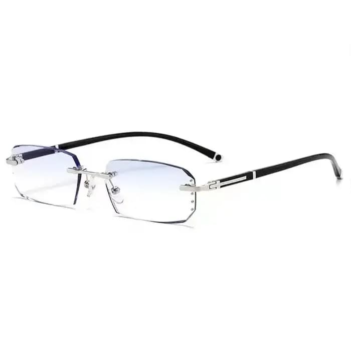 Lunettes de luxe sans cadre pour hommes et femmes, bord taillé en diamant, ultralégères, HD, anti-lu