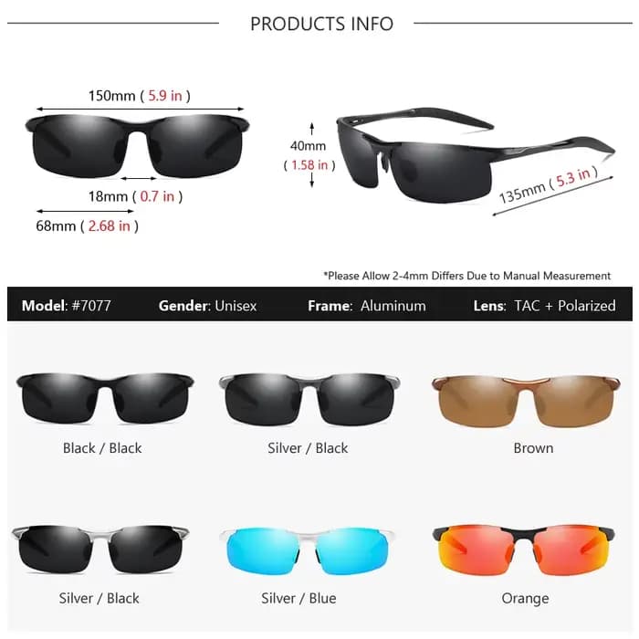 AOWEAR-Lunettes de soleil polarisées sans monture pour hommes, lunettes de conduite en aluminium, st