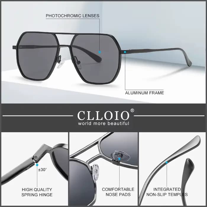 CLLOIO – lunettes de soleil photochromiques en aluminium pour hommes et femmes, polarisées, Anti-ébl