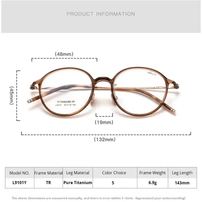 Femmes ultralégères pur titane rond lunettes cadre mode optique-lunetterie montures de lunettes L910