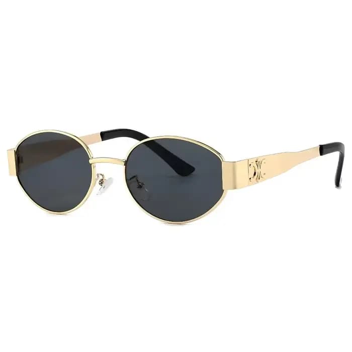 Lunettes de soleil unisexes de luxe en métal, lunettes de soleil ovales de créateur, lunettes de sol