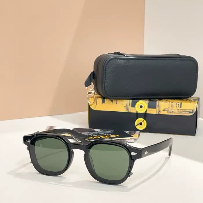 Lunettes de soleil à clipser 2-en-1 en acétate vintage DOLT 46 mm pour hommes et femmes, monture de