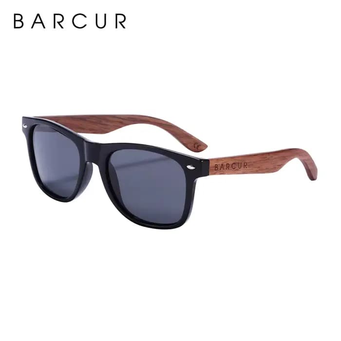 BARCUR haute qualité noir noyer lunettes de soleil Anti-reflet hommes femmes miroir lunettes de sole