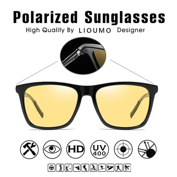 LIOUMO lunettes de soleil photochromiques hommes lunettes de Vision nocturne polarisées pour la cond