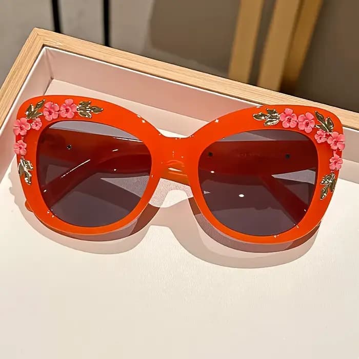 2025Lunettes œil de chat élégantes pour femmes, Design camélia Floral, lentille PC antireflet, montu