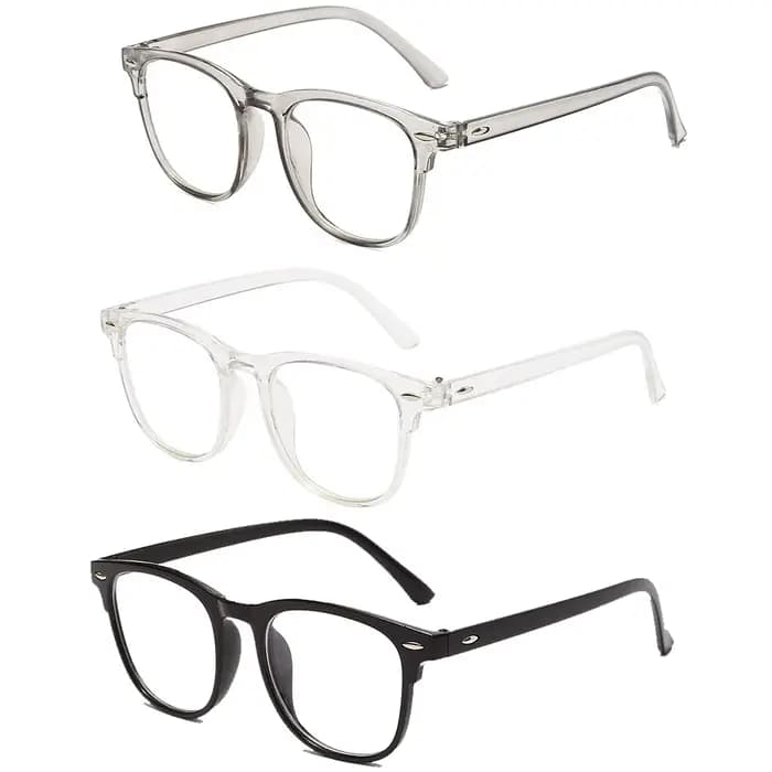 3 paires de lunettes rétro tendance - Verres transparents - Convient aux hommes et aux femmes, polyv