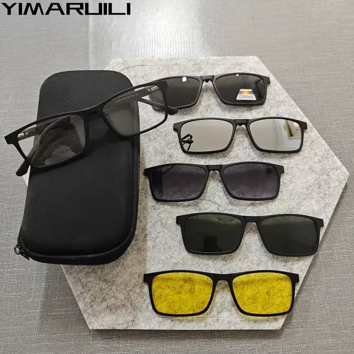 YIMARUILI 1 + 5 mode lunettes polarisées magnétiques carré conduite Vision nocturne optique lunettes