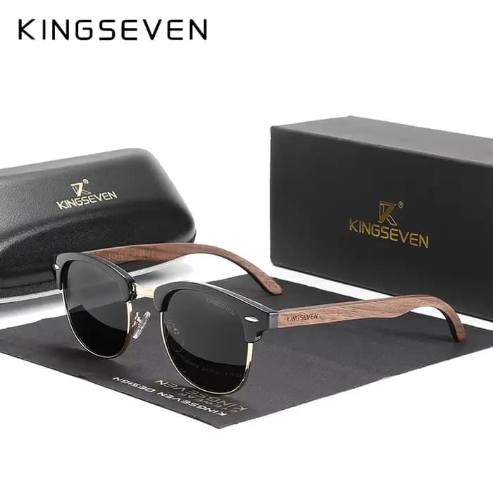KINGSEVEN – lunettes de soleil polarisées en bois de noyer noir pour hommes et femmes, faites à la m
