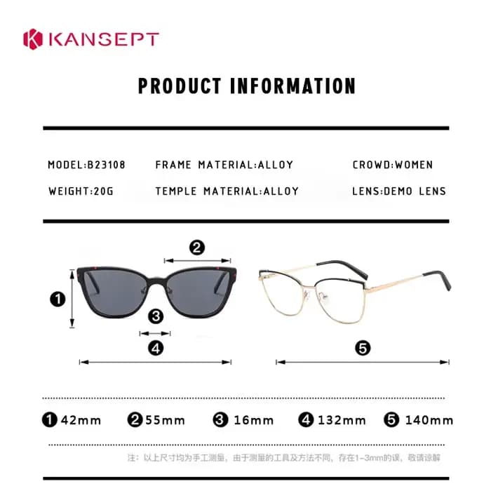 KANSEPT femmes métal 2 en 1 nouveau Style magnétique polarisant lunettes de soleil ensemble de clips
