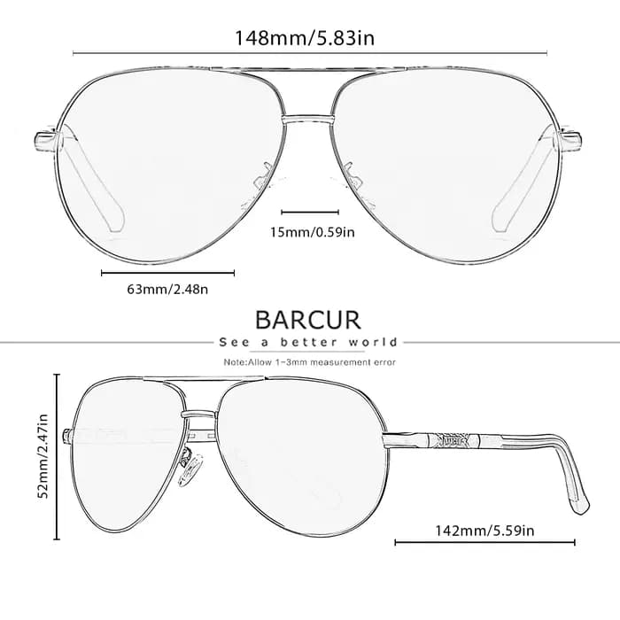 BARCUR – lunettes De soleil polarisées pour hommes et femmes, Protection UV400, pour la conduite