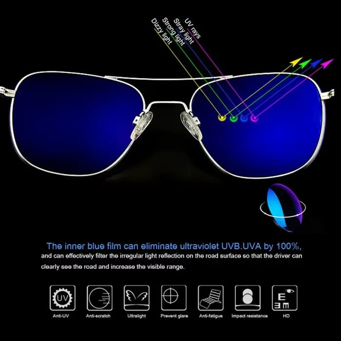 AO-Lunettes de soleil de marque de luxe pour hommes, lunettes de soleil pilote d'aviation militaire