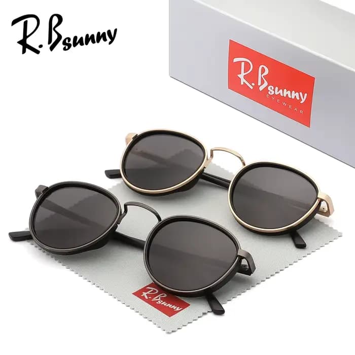 Lunettes de soleil à monture ronde pour hommes et femmes, 2 pièces, Design rétro polarisé, Anti-éblo