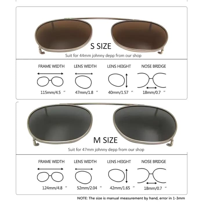 Depp Style rond Clip sur lunettes de soleil lentille bleu rose jaune vert lunettes de soleil polaris