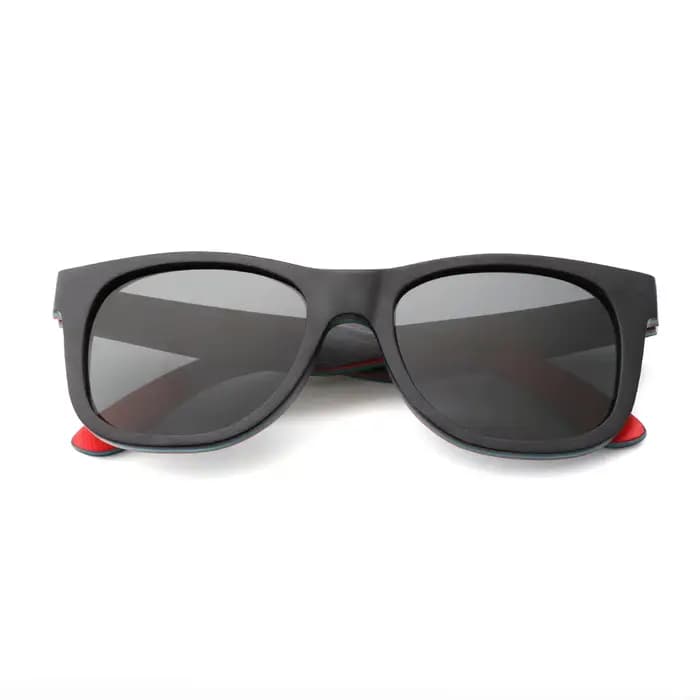Lunettes de soleil polarisées UV400 en bambou faites à la main, monture large noire, style skateboar