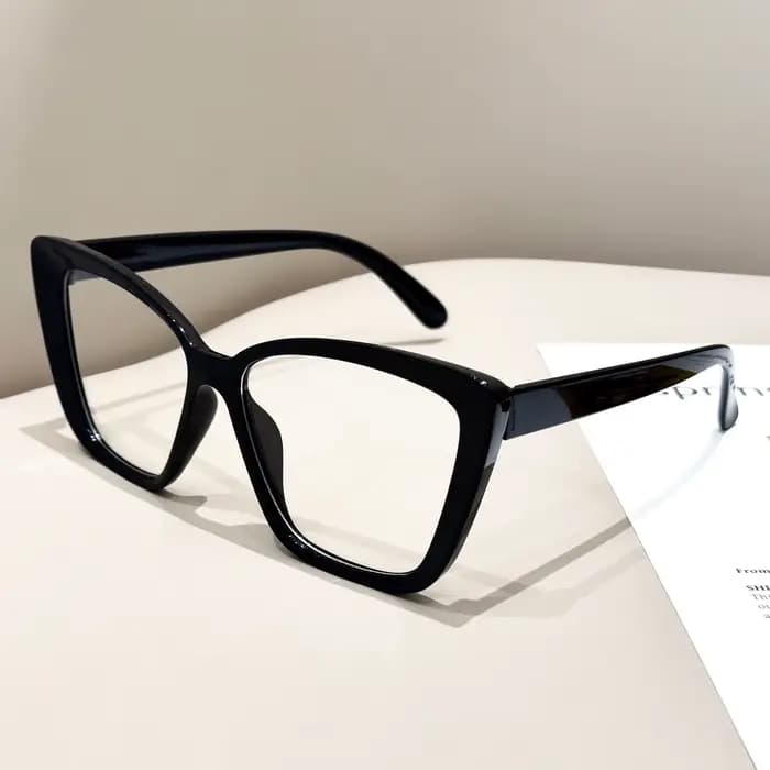1 paire de lunettes œil-de-chat noires à la mode, adaptées à tous les types de maquillage et de vête