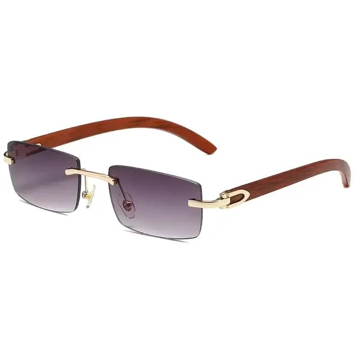 Lunettes de soleil à monture en bois, rectangulaires, à petite monture, pour hommes rétro des années