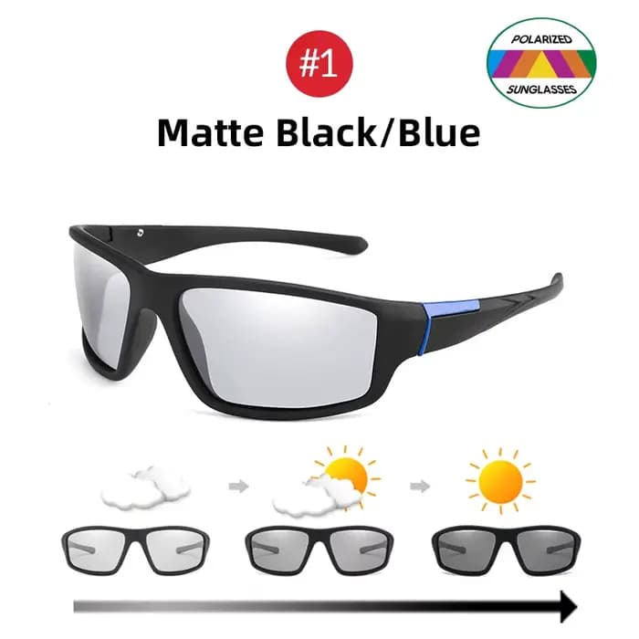 Lunettes de soleil photochromiques pour hommes, lunettes de sport noires mates pour le cyclisme, lun