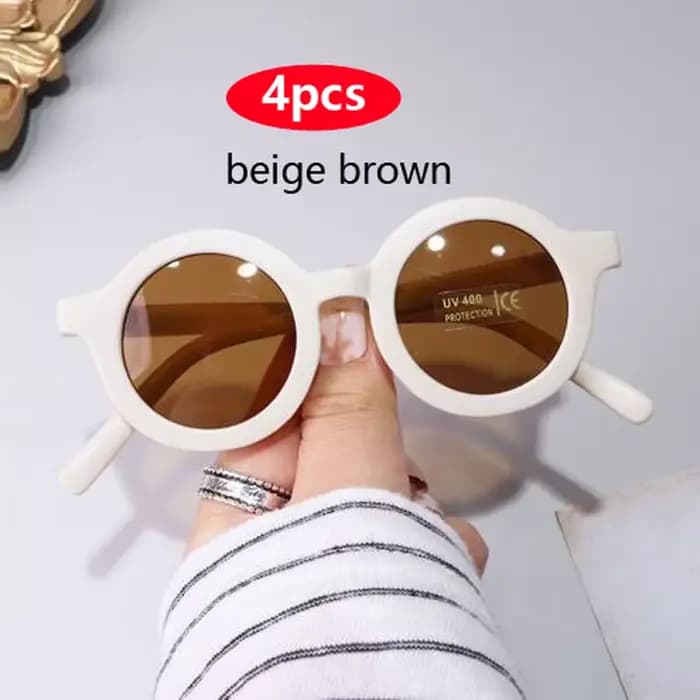 Lunettes de soleil rondes mignonnes pour enfants, lunettes de soleil conviviale rées pour parents et