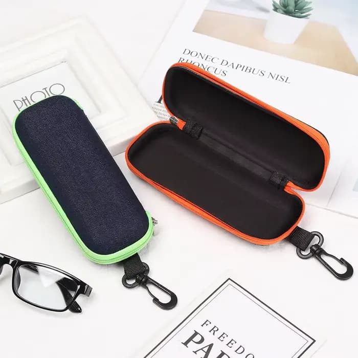 Boîte à Lunettes en Tissu Denim à Fermeture Éclair, Conteneur de Protection, Étui pour Lunettes de L