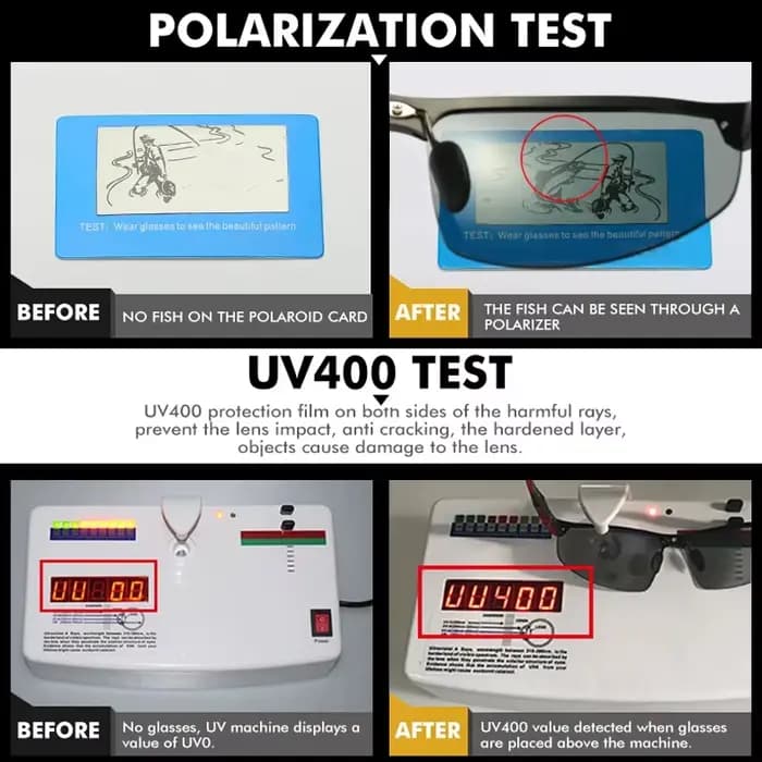 SZTZX-Lunettes de soleil photochromiques sans bords pour homme, polarisées, anti-UV, pour la conduit
