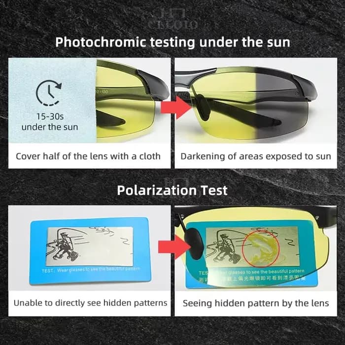 CLLOIO aluminium sans monture photochromique jour nuit Vision Anti-éblouissement lunettes hommes pol