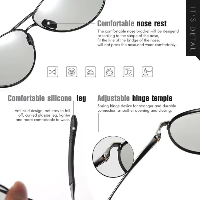 LIvissed MO Pilot-Lunettes de soleil polarisées photochromiques pour hommes et femmes, lunettes de c