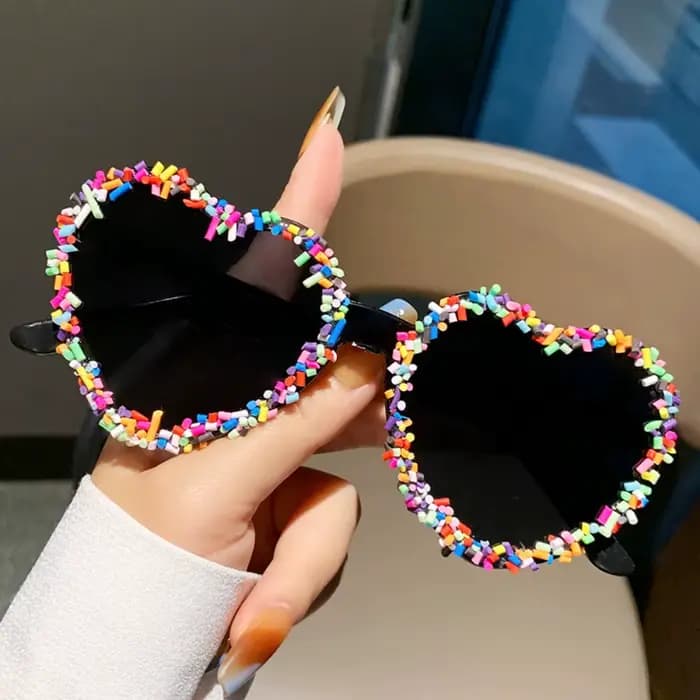 Lunettes de soleil vintage de luxe tendance, forme cœur, couleur bonbon, lunettes de soleil cœur d'a