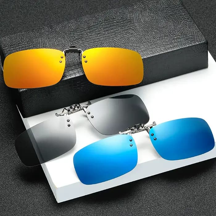VIVIBEE miroir bleu rabattable pince sur lunettes de soleil pêche hommes carré lentille polarisée mé